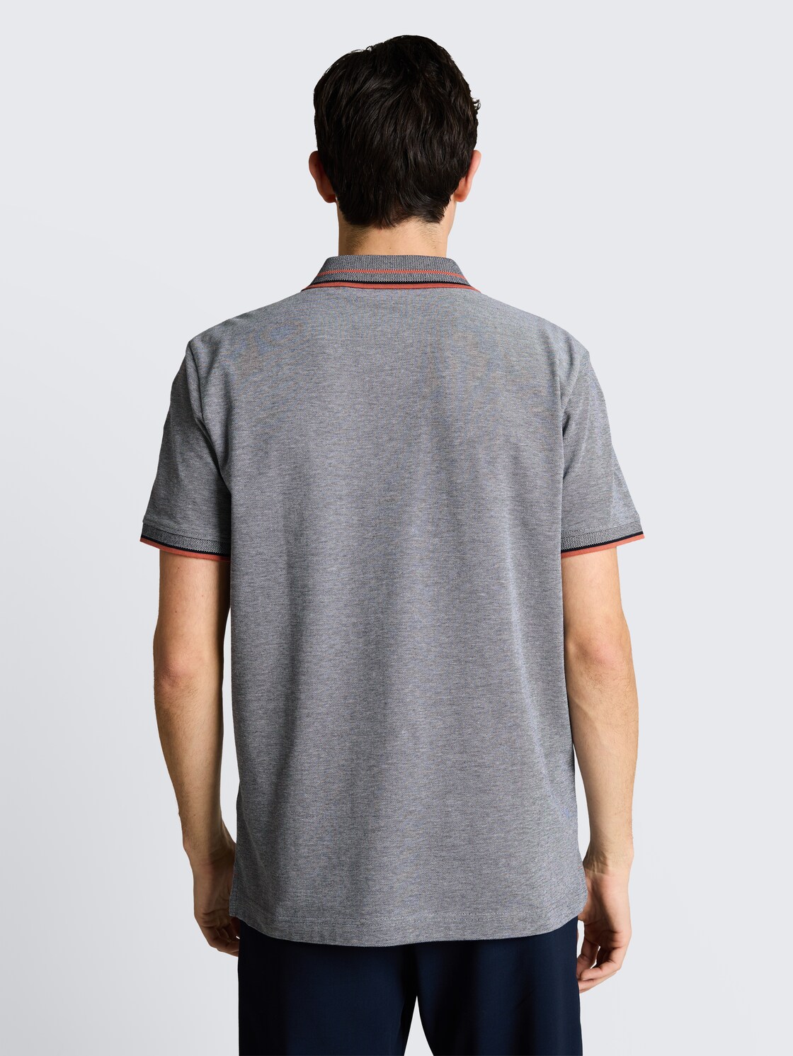 Piqué Poloshirt mit Logo-Print - navy white two tone pique