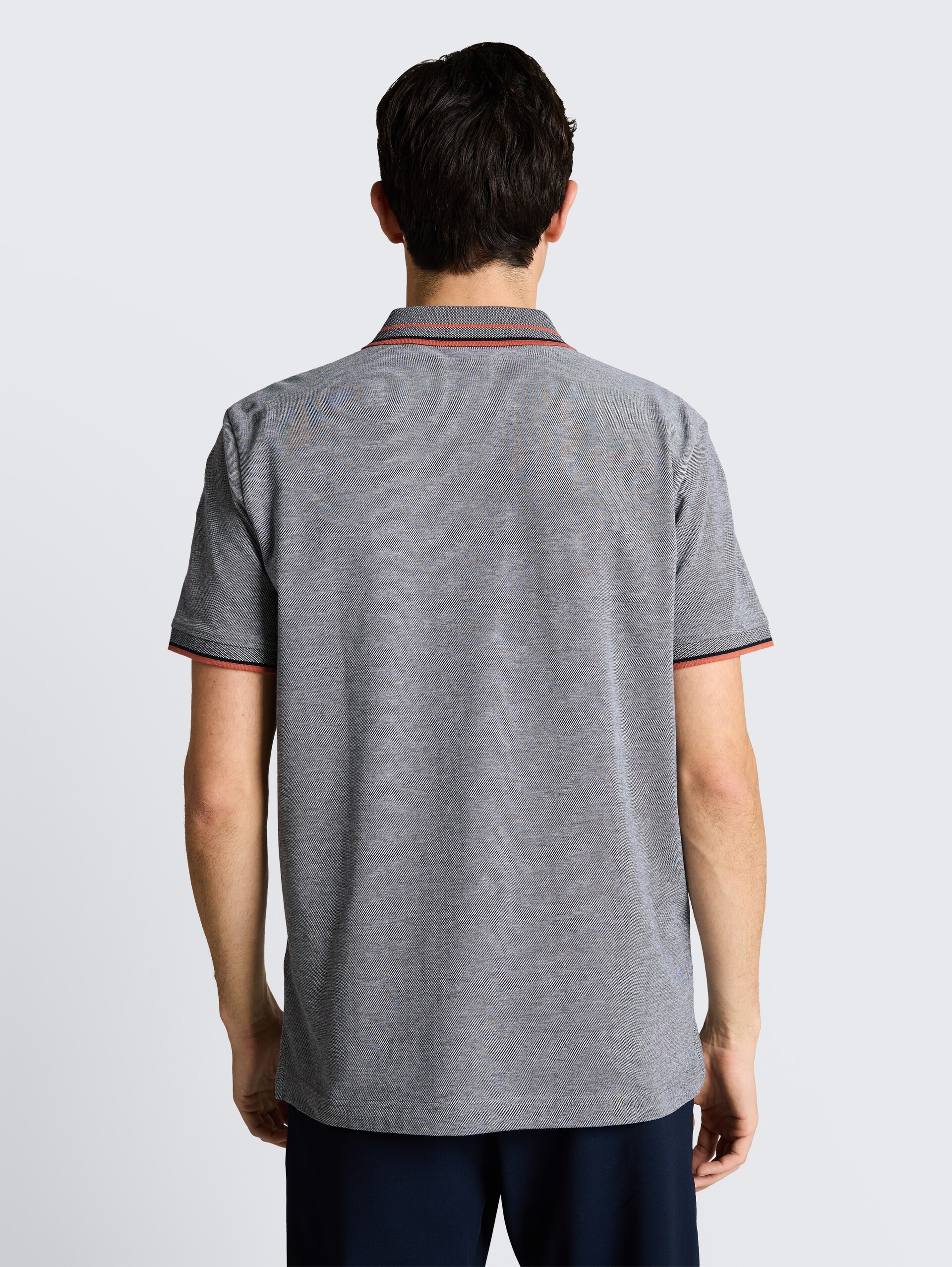 Piqué Poloshirt mit Logo-Print - navy white two tone pique