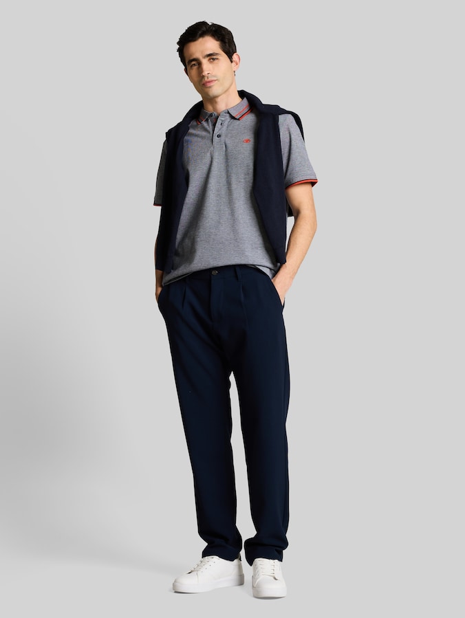 Piqué polo shirt with logo print by Men, navy white two tone pique