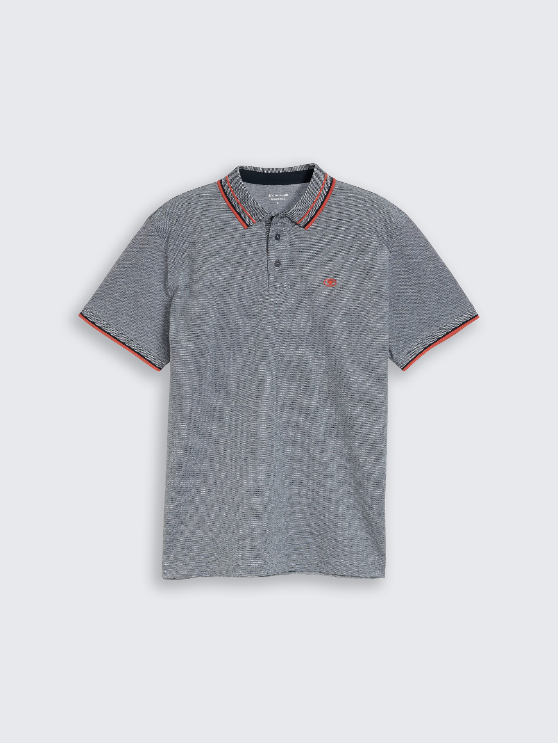 Piqué Poloshirt mit Logo-Print - navy white two tone pique