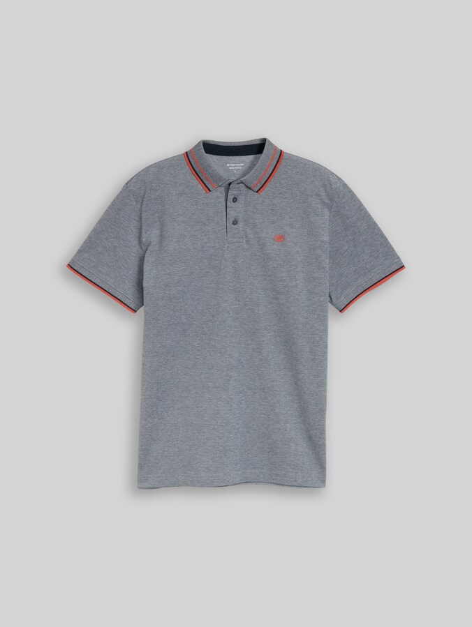 Piqué Poloshirt mit Logo-Print von Men, navy white two tone pique