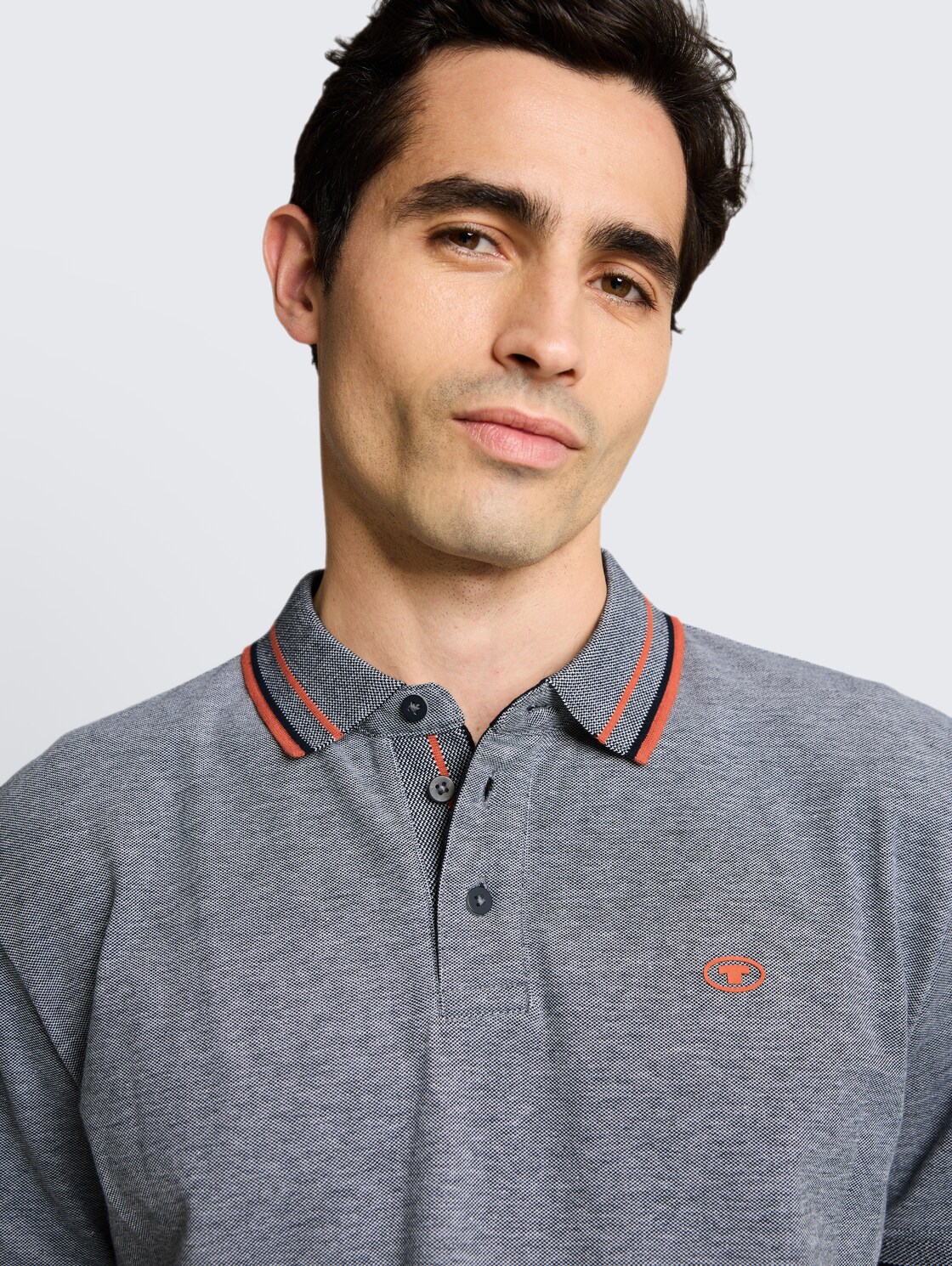 Piqué Poloshirt mit Logo-Print - navy white two tone pique