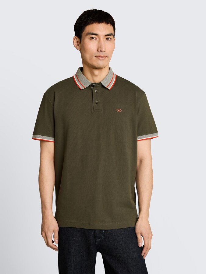 Piqué Poloshirt mit Logo-Print von Men, deep leaf green