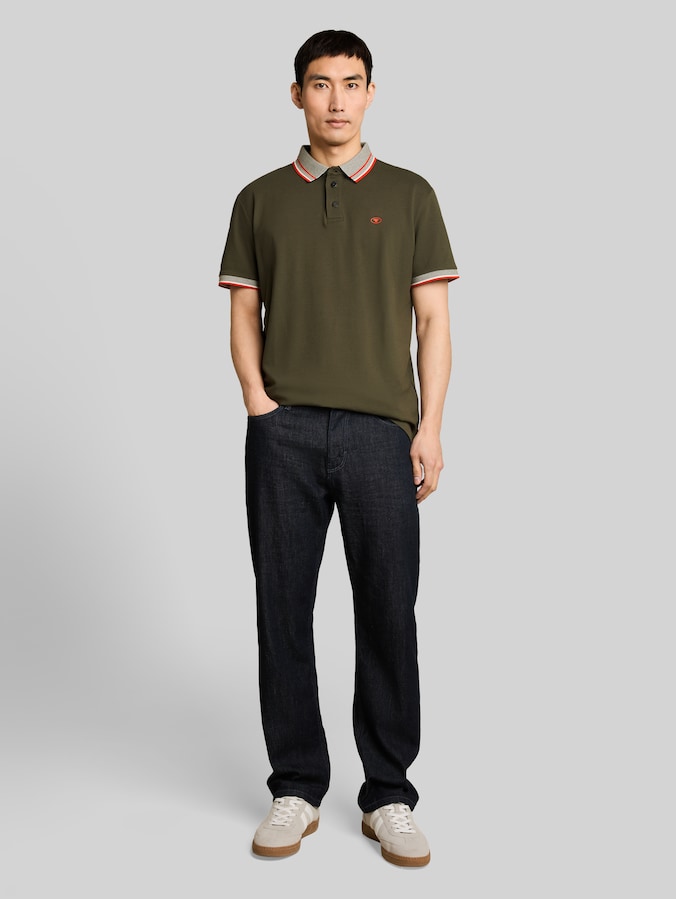 Piqué Poloshirt mit Logo-Print von Men, deep leaf green