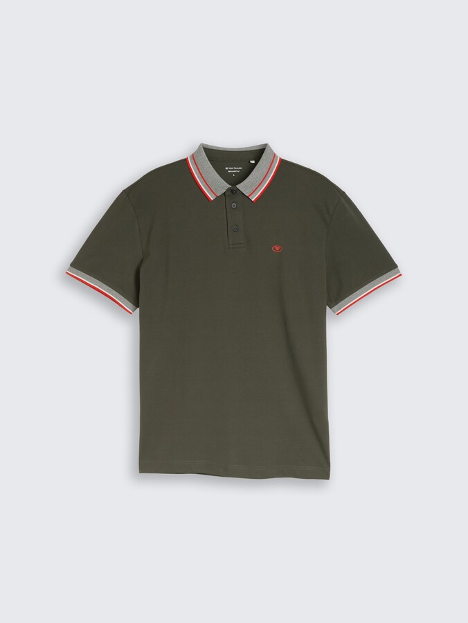 Piqué Poloshirt mit Logo-Print von Men, deep leaf green