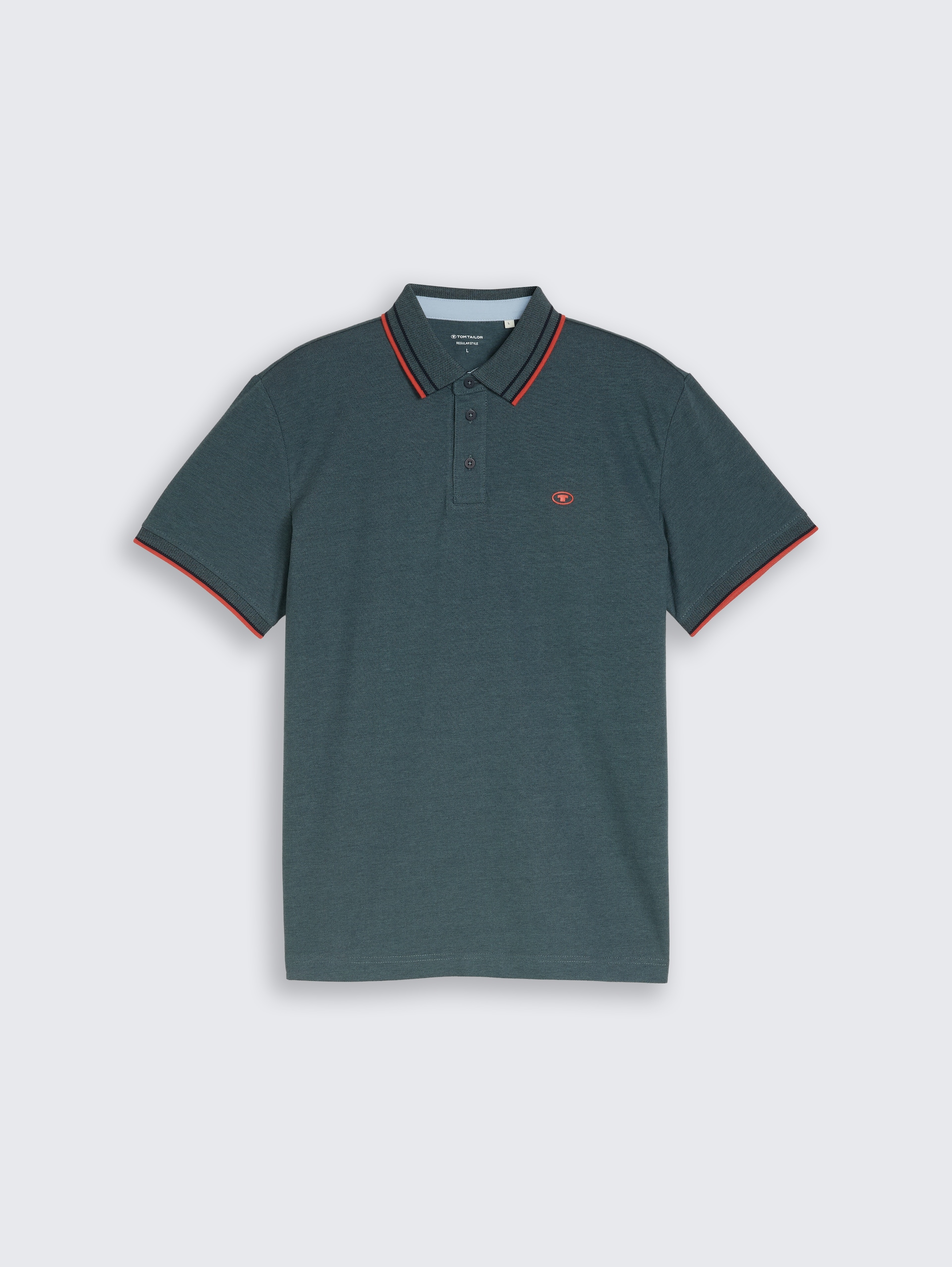 Piqué polo shirt with logo print - deep blueish green two tone