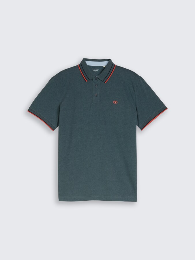 Polo piqué avec logo imprimé par Men, deep blueish green two tone