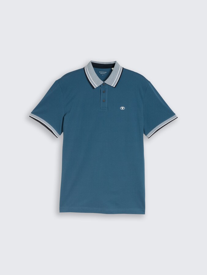 Piqué Poloshirt mit Logo-Print von Men, real teal blue
