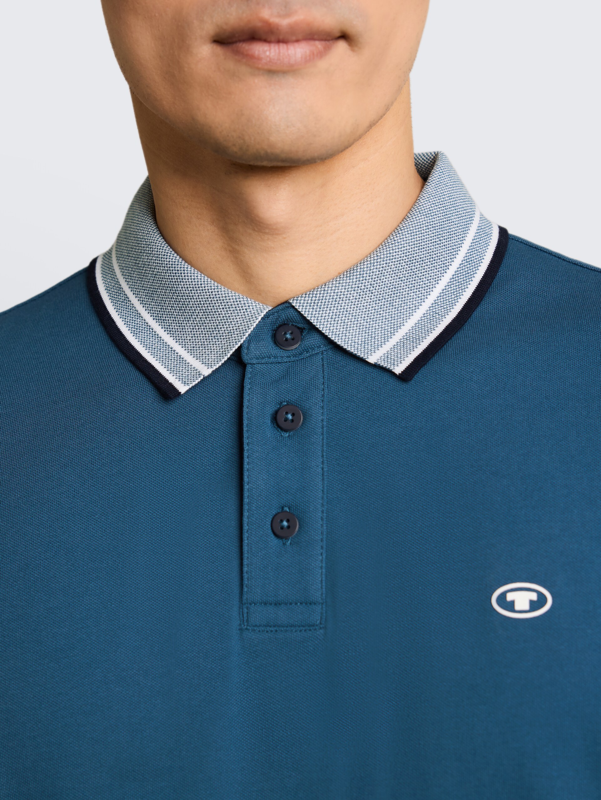 Piqué poloshirt met logo-print - real teal blue