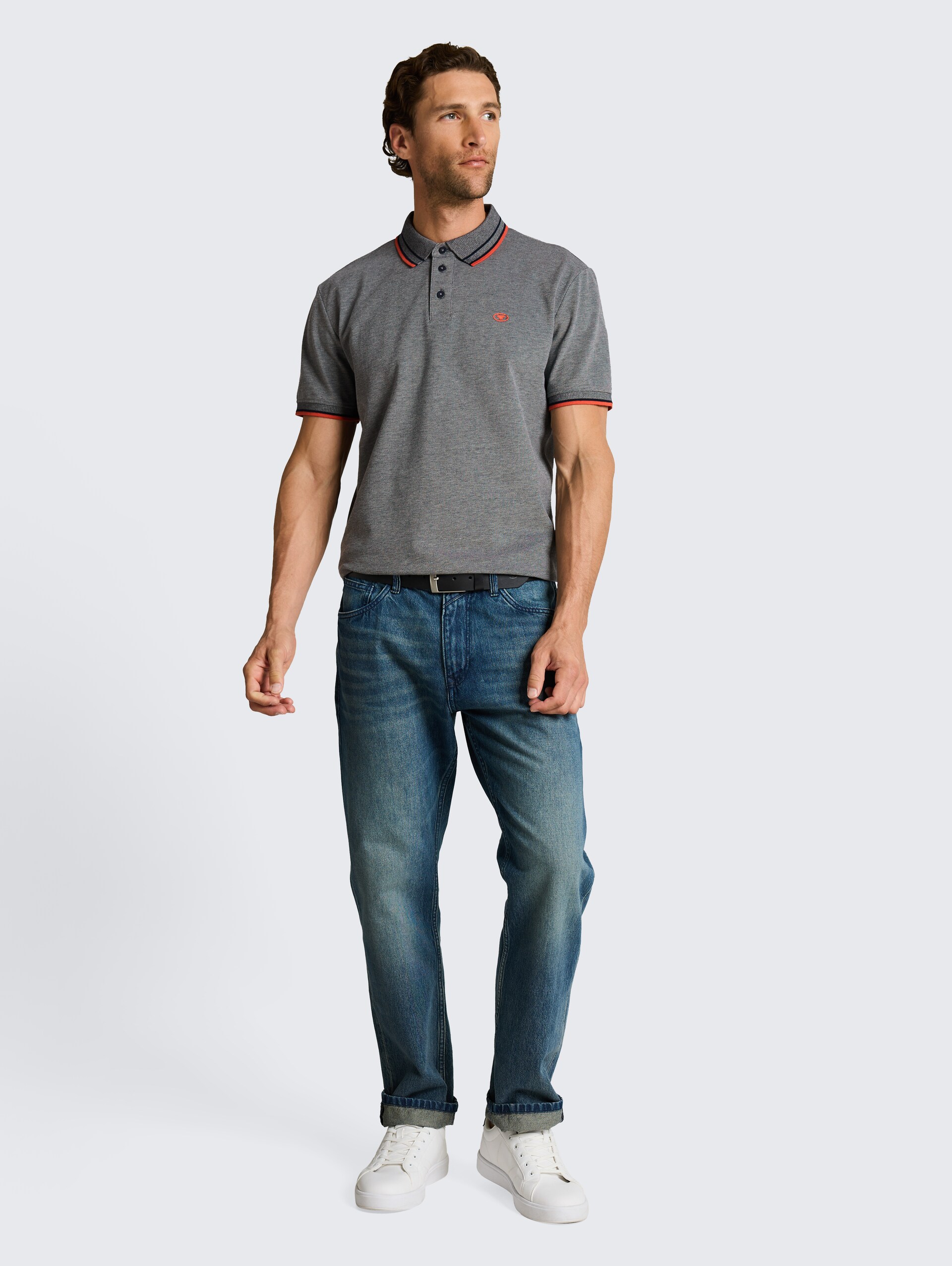 Piqué poloshirt met logo-print - greyish green two tone pique
