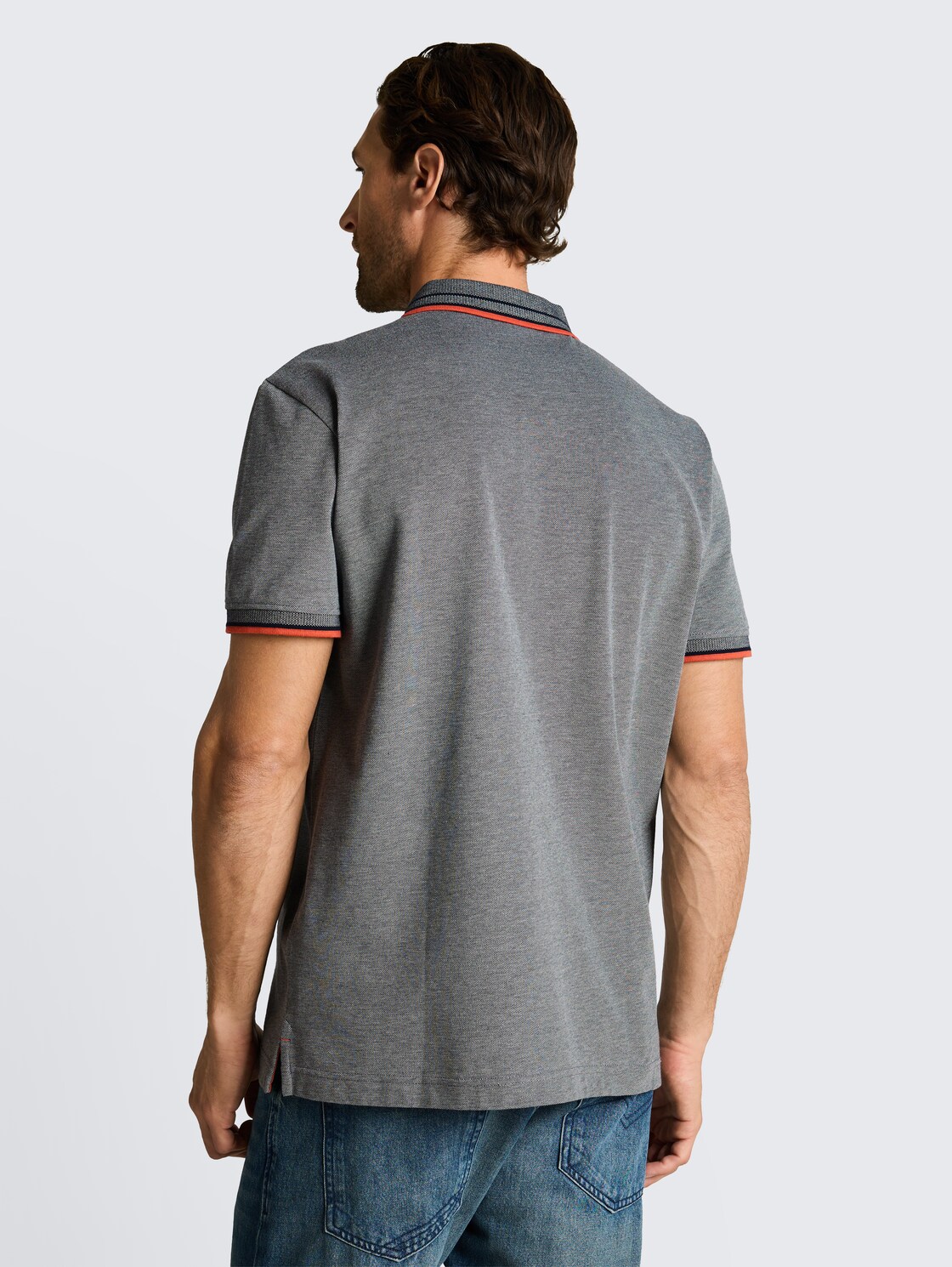 Piqué Poloshirt mit Logo-Print - greyish green two tone pique