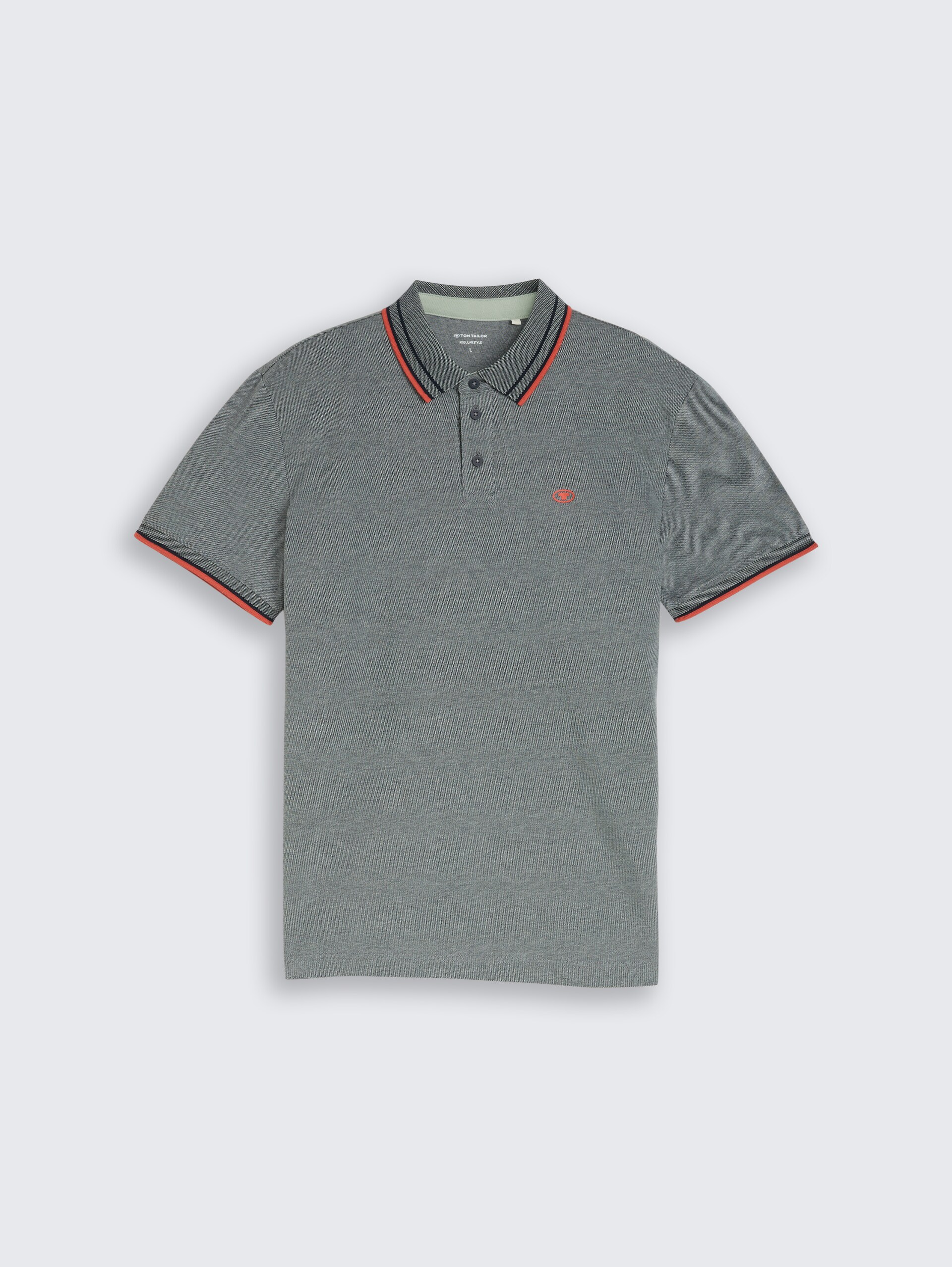 Piqué poloshirt met logo-print - greyish green two tone pique