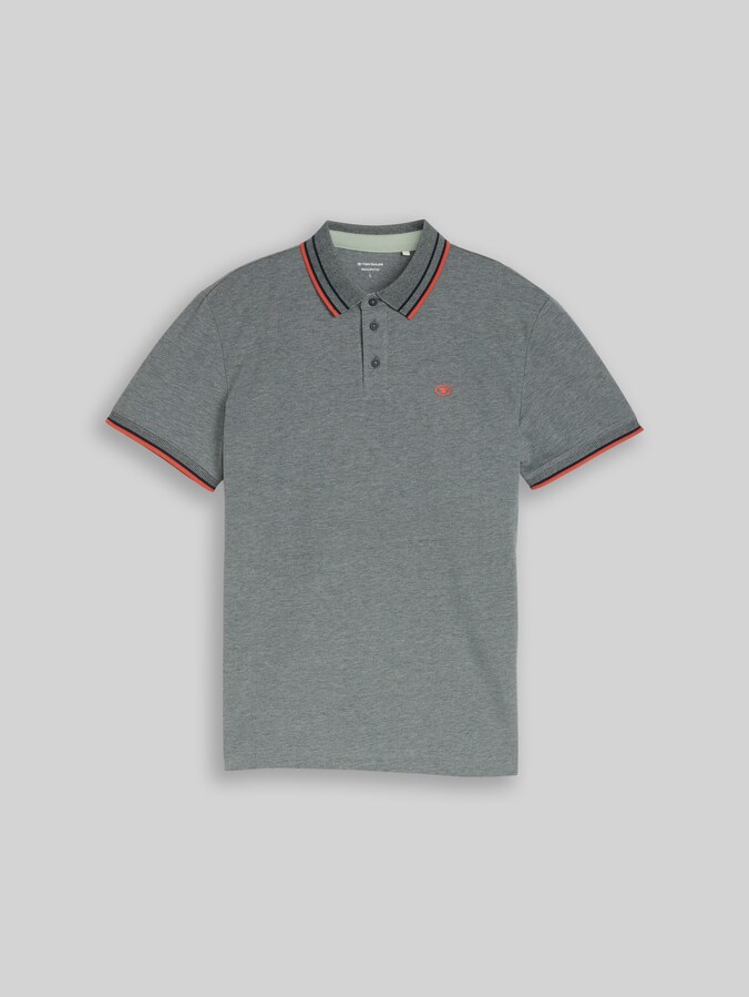 Piqué polo shirt with logo print by Men, greyish green two tone pique