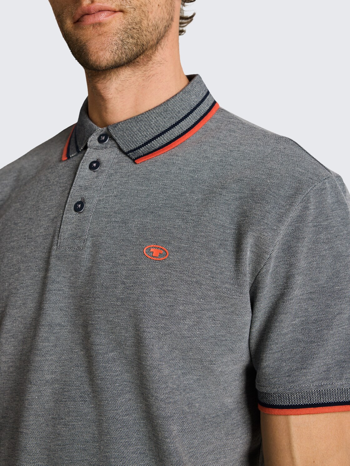 Piqué Poloshirt mit Logo-Print - greyish green two tone pique