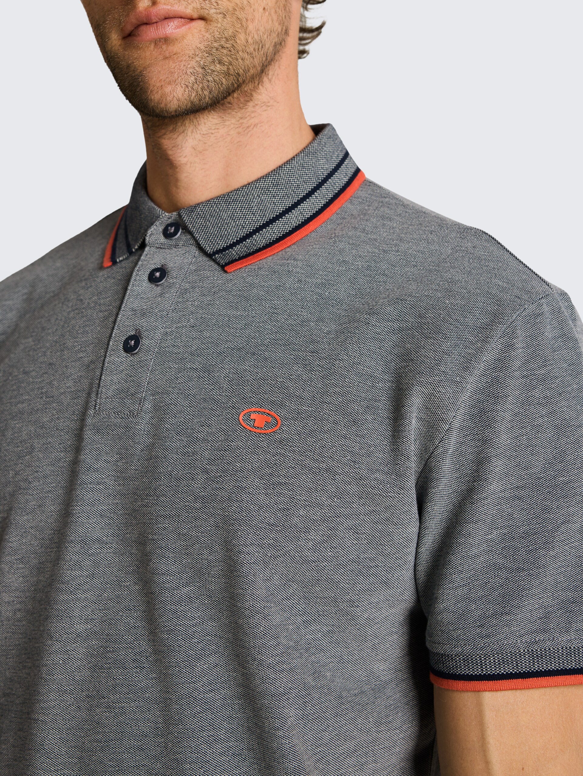 Piqué poloshirt met logo-print - greyish green two tone pique