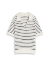 Sélectionné, Pull en maille à col polo par Tom Tailor, blanc