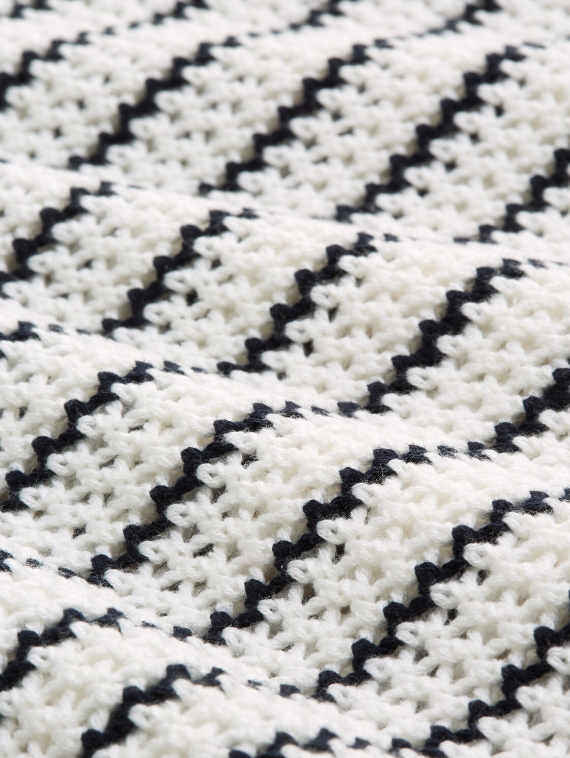 Strickpullover mit Polokragen - white navy structure stripe - Material-Ansicht