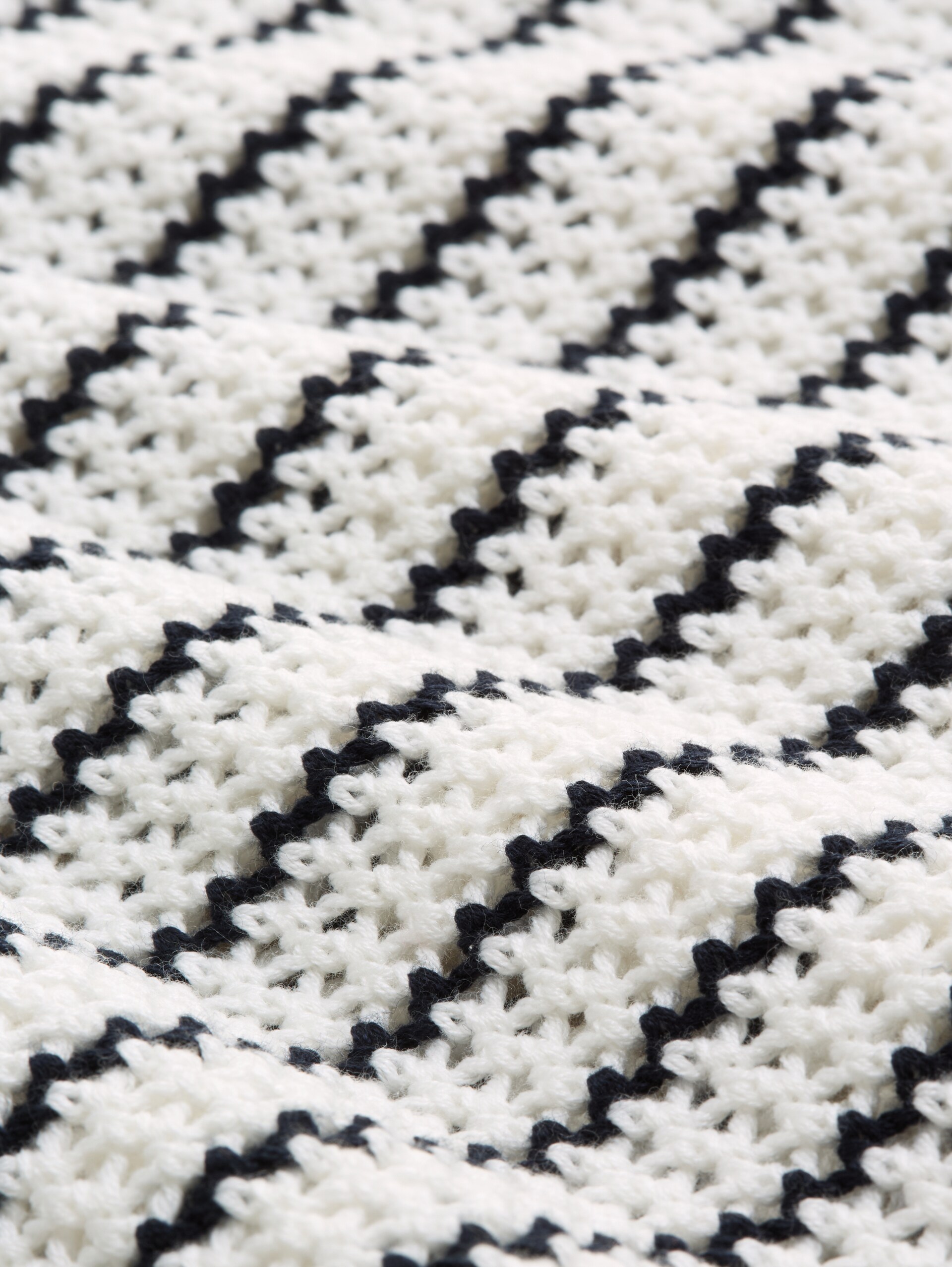 Strickpullover mit Polokragen - white navy structure stripe - Material-Ansicht