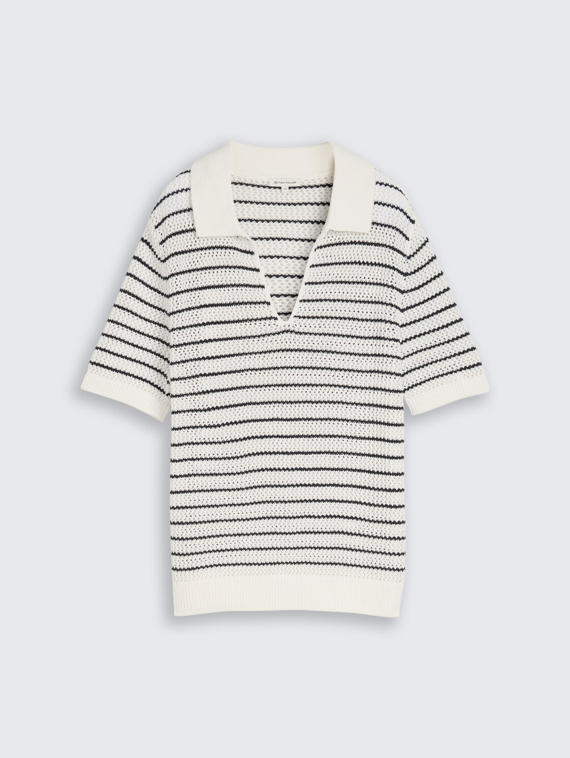 Strickpullover mit Polokragen - white navy structure stripe