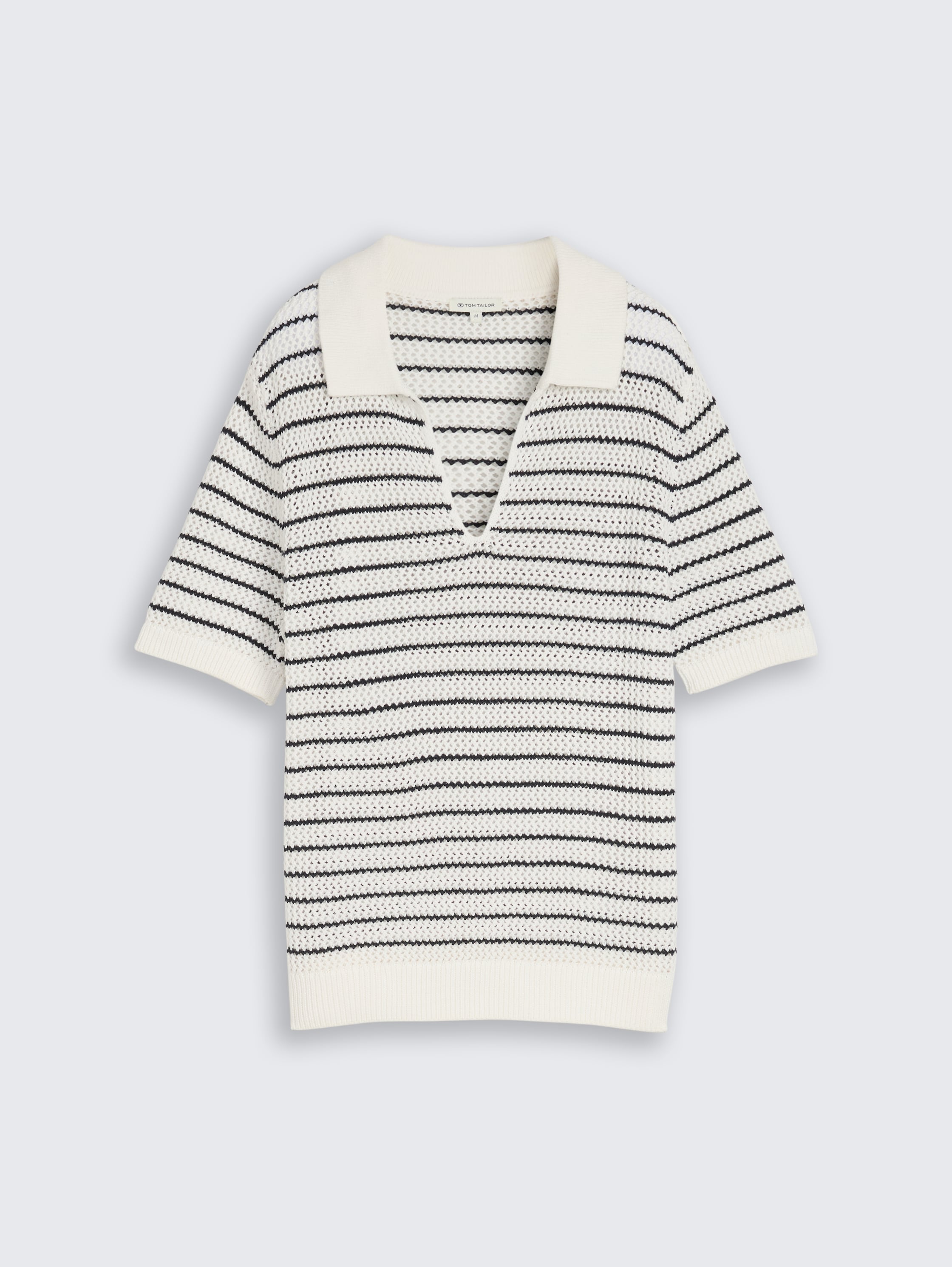 Pull en maille à col polo - white navy structure stripe