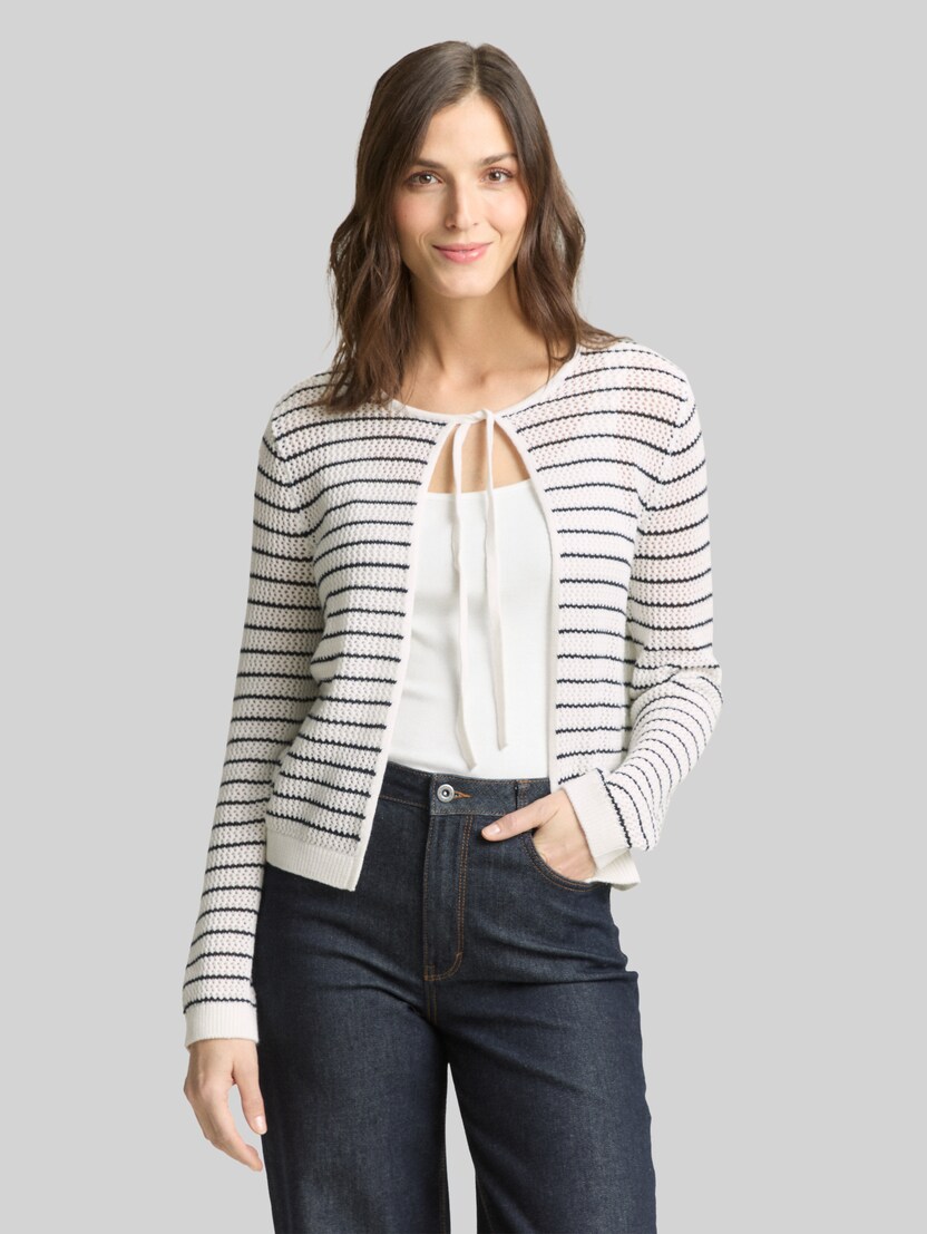 Cardigan mit Streifenmuster von Women, white navy structure stripe