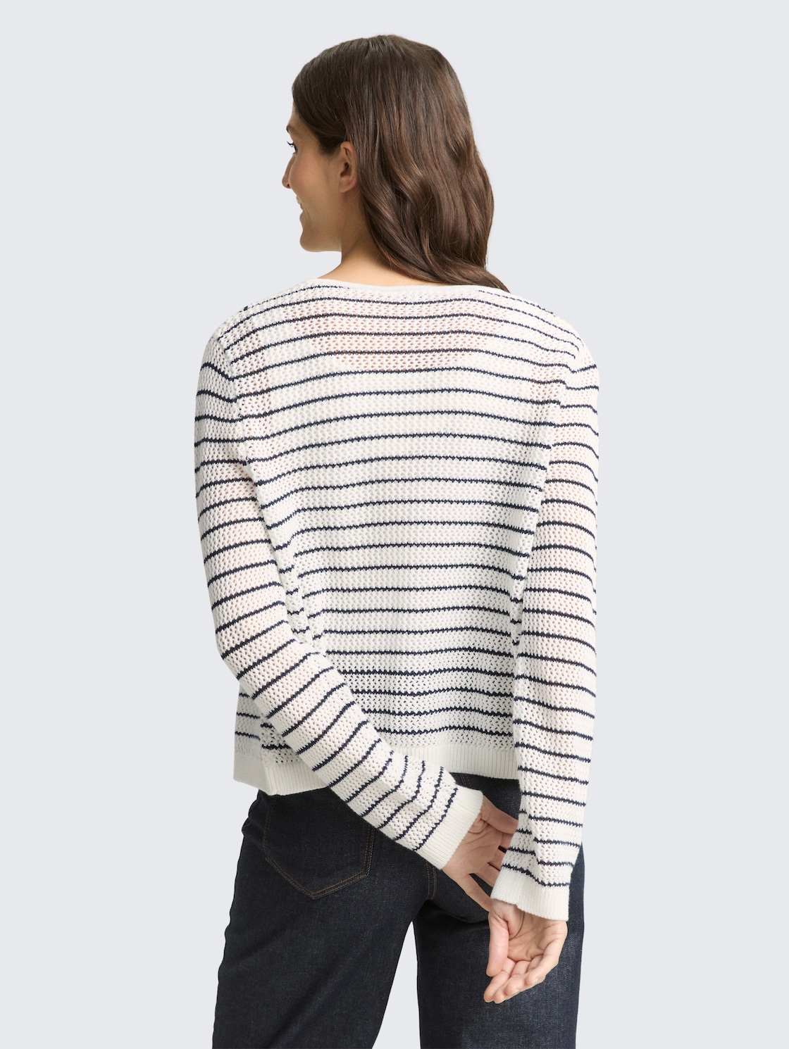 Cardigan with stripe pattern - white navy structure stripe