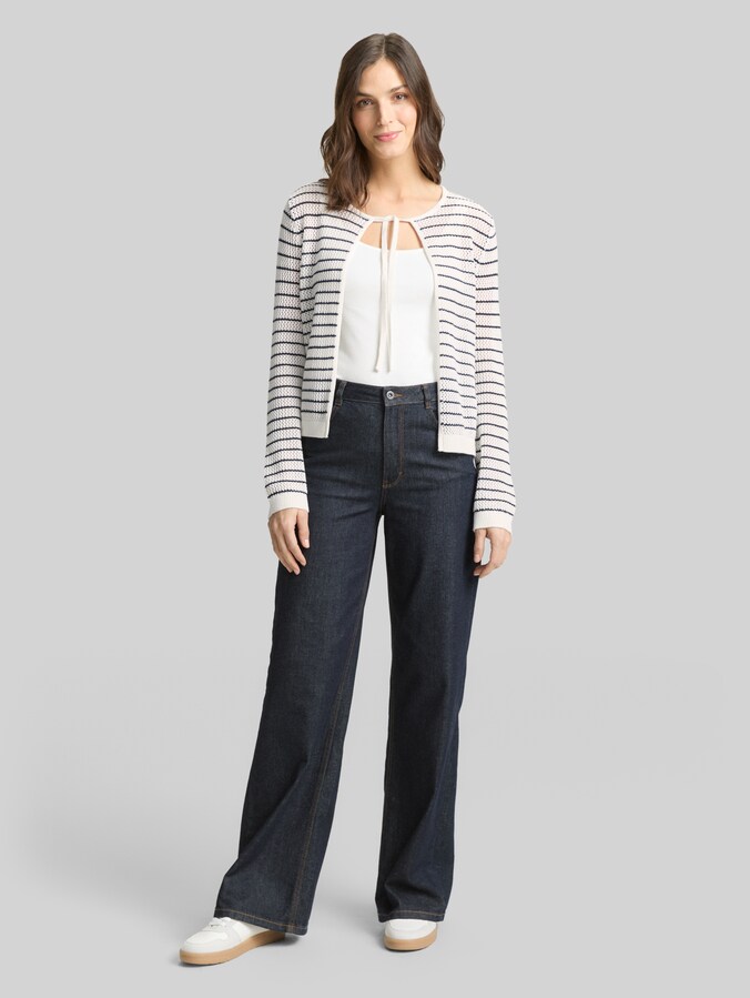 Vest met streeppatroon door Women, white navy structure stripe