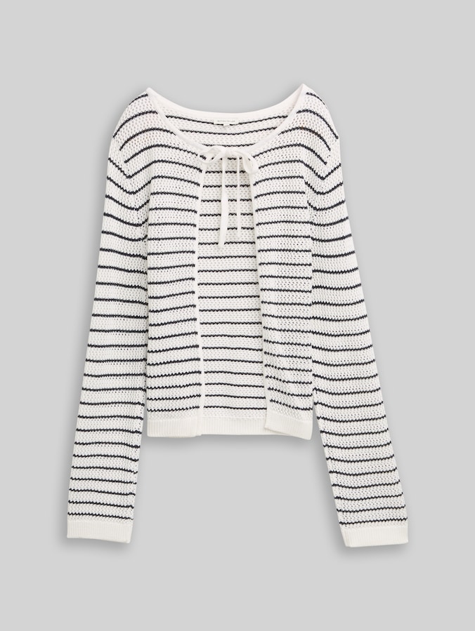 Cardigan à rayures par Women, white navy structure stripe