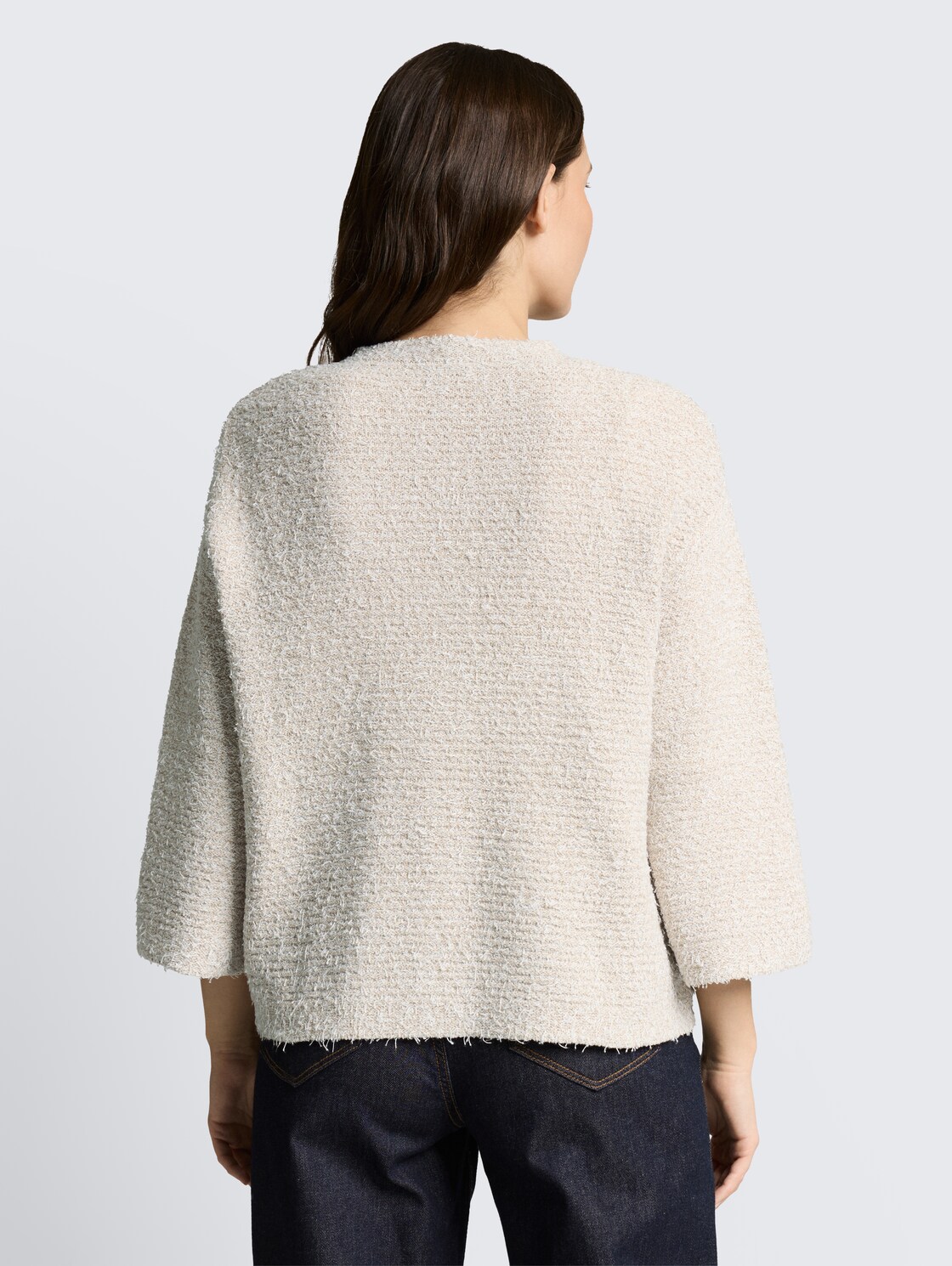Loose Fit Cardigan mit 3/4-Arm - white beige structure