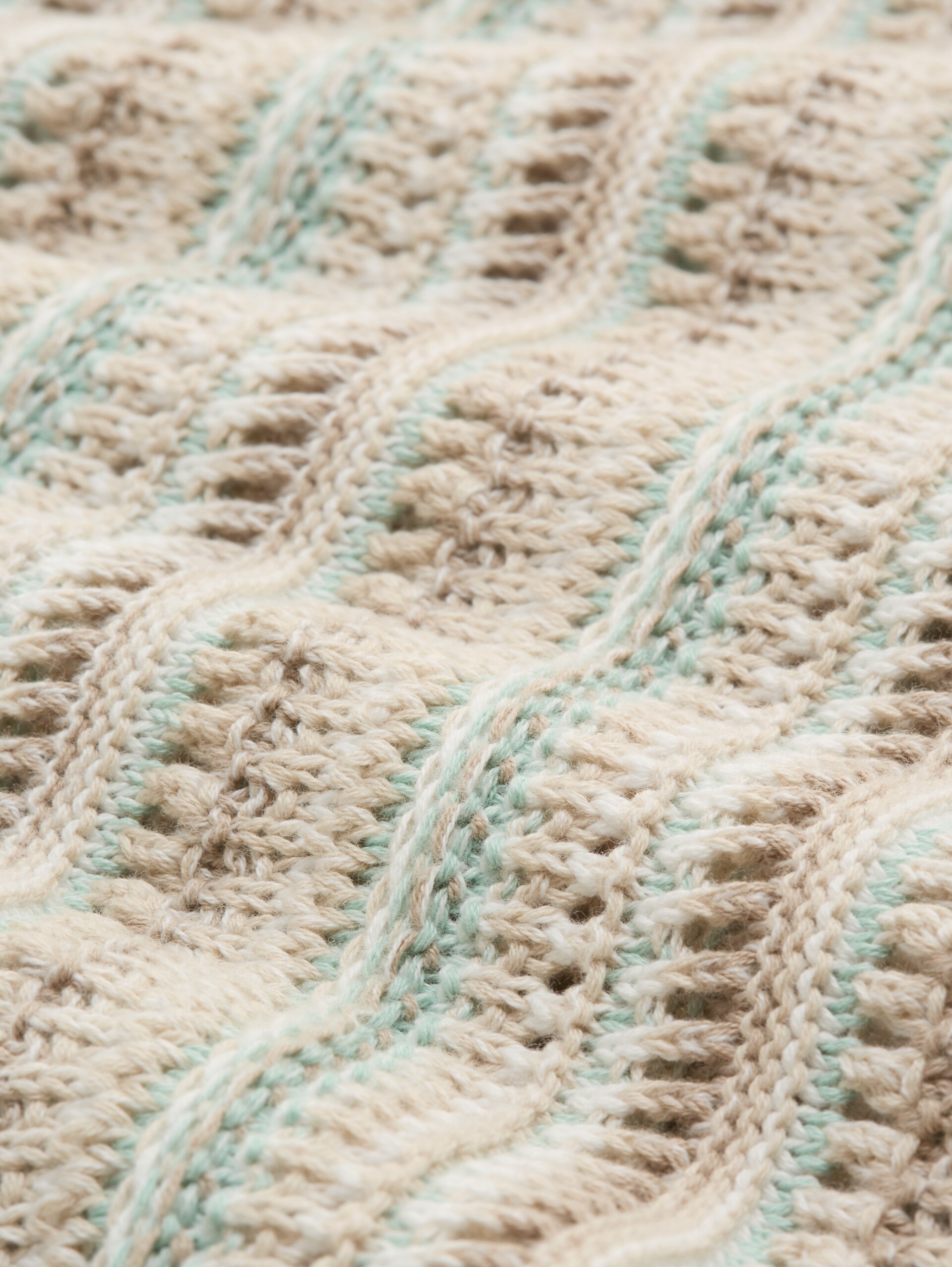 Loose fit knitted jumper with stripes - mint beige stripe - Material view
