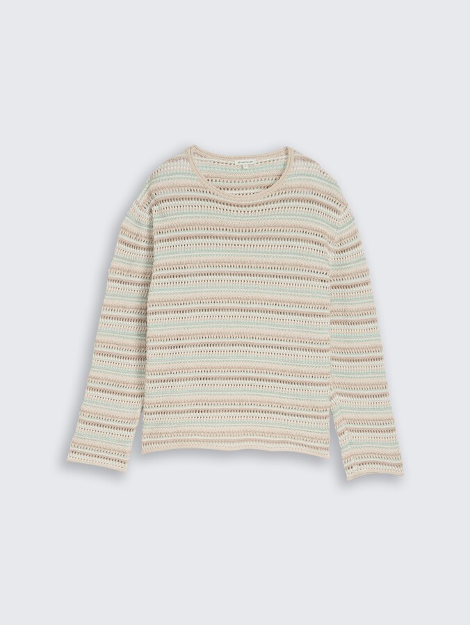 Pull en maille ample à rayures par Women, mint beige stripe