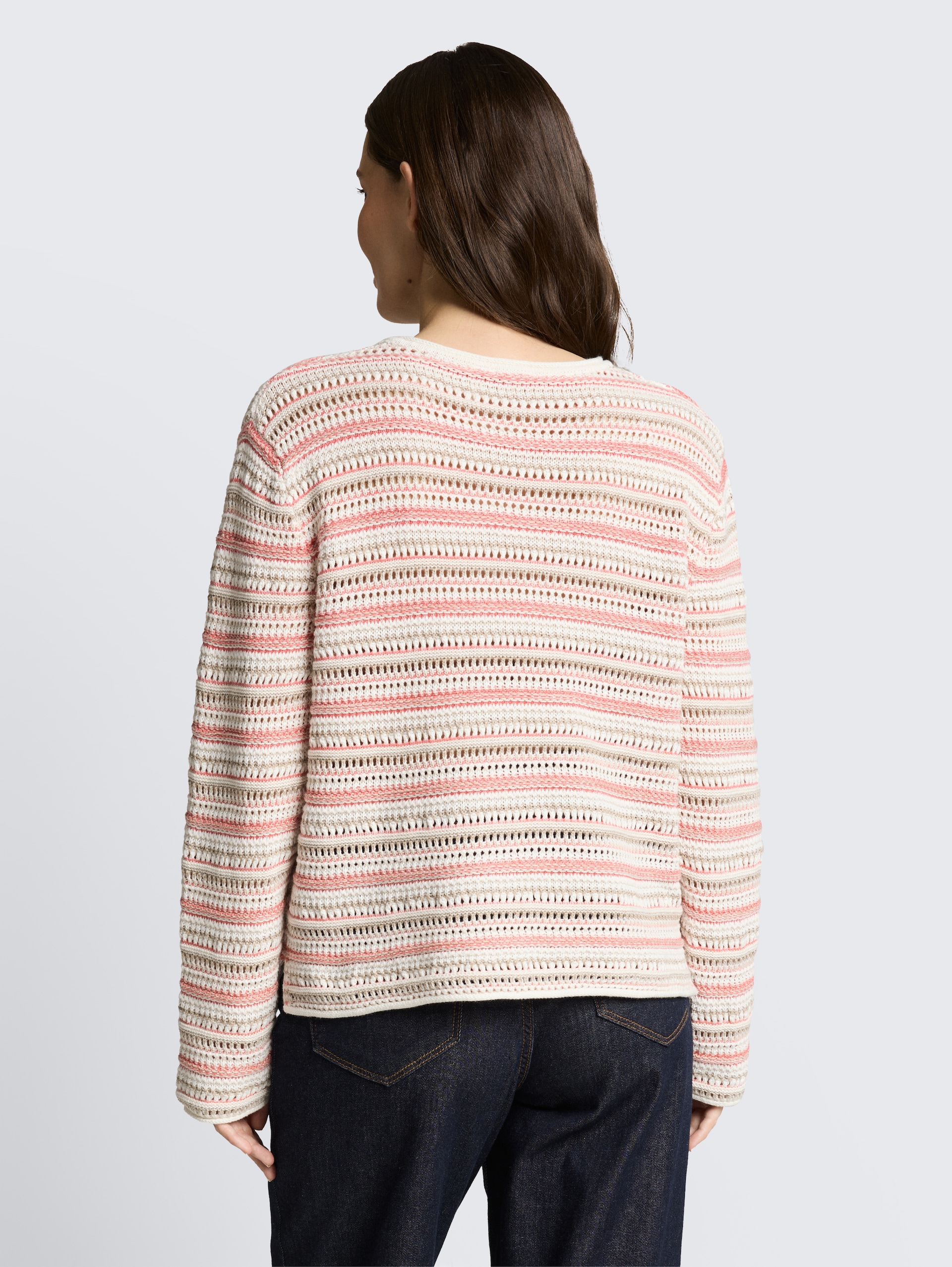 Loose Fit Strickpullover mit Streifenmuster - pink beige stripe