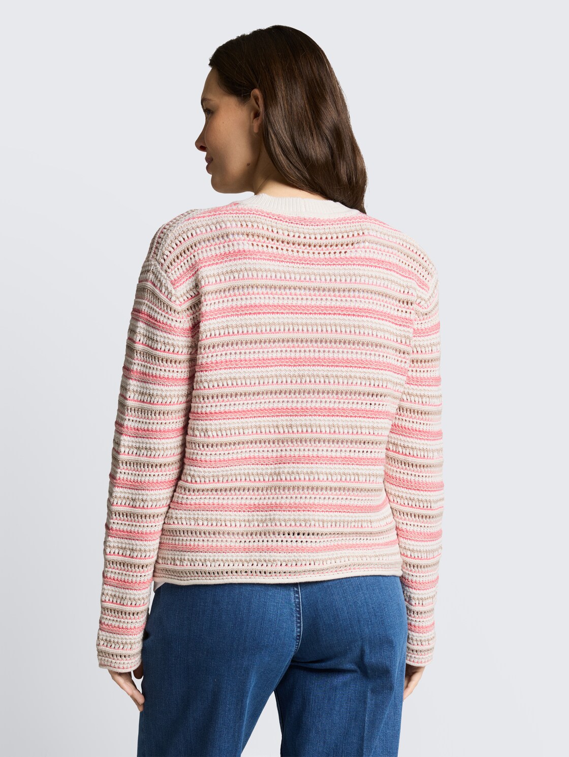 Loose Fit Cardigan mit Streifenmuster - pink beige stripe
