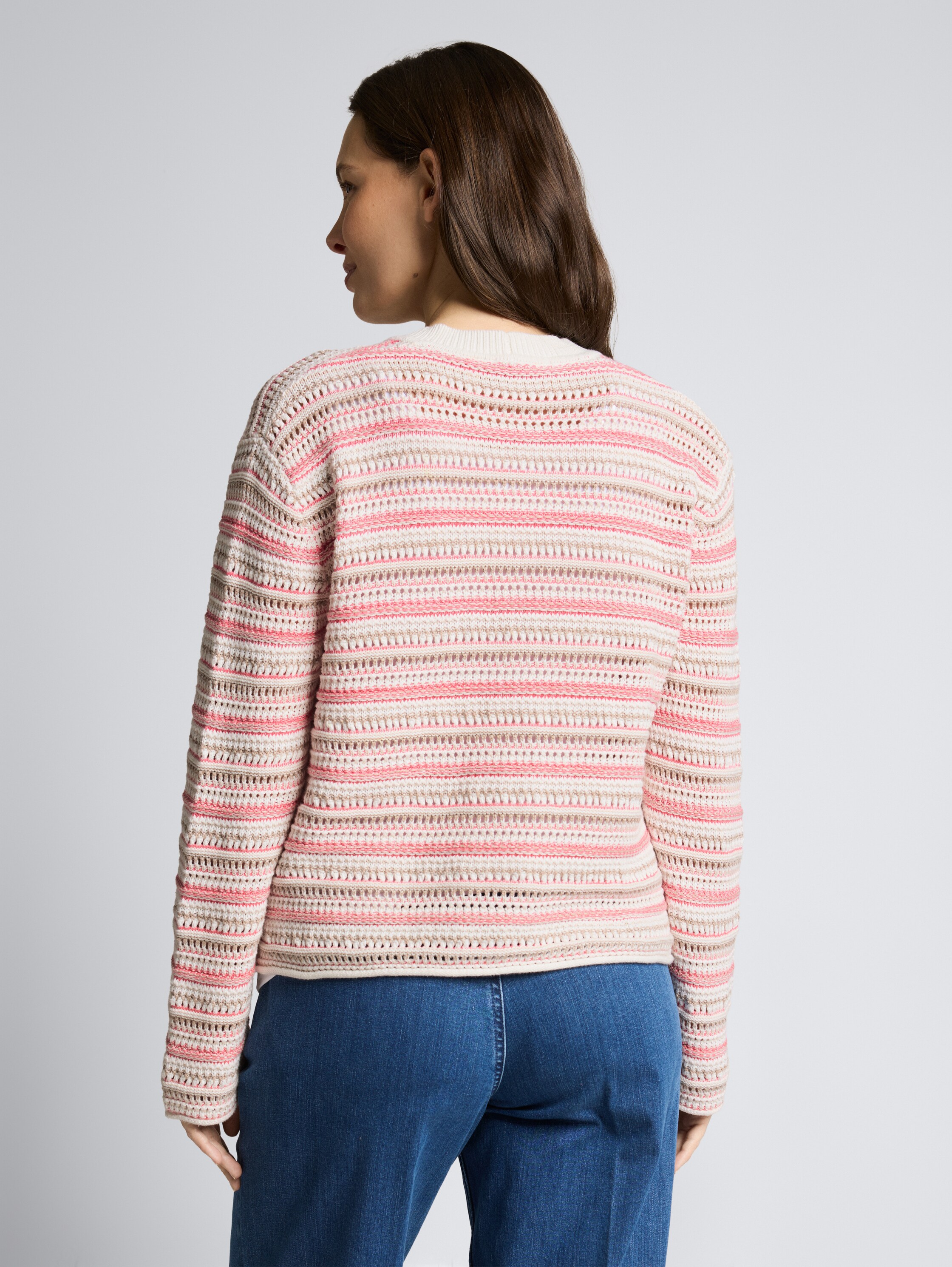 Cardigan ample à rayures - pink beige stripe