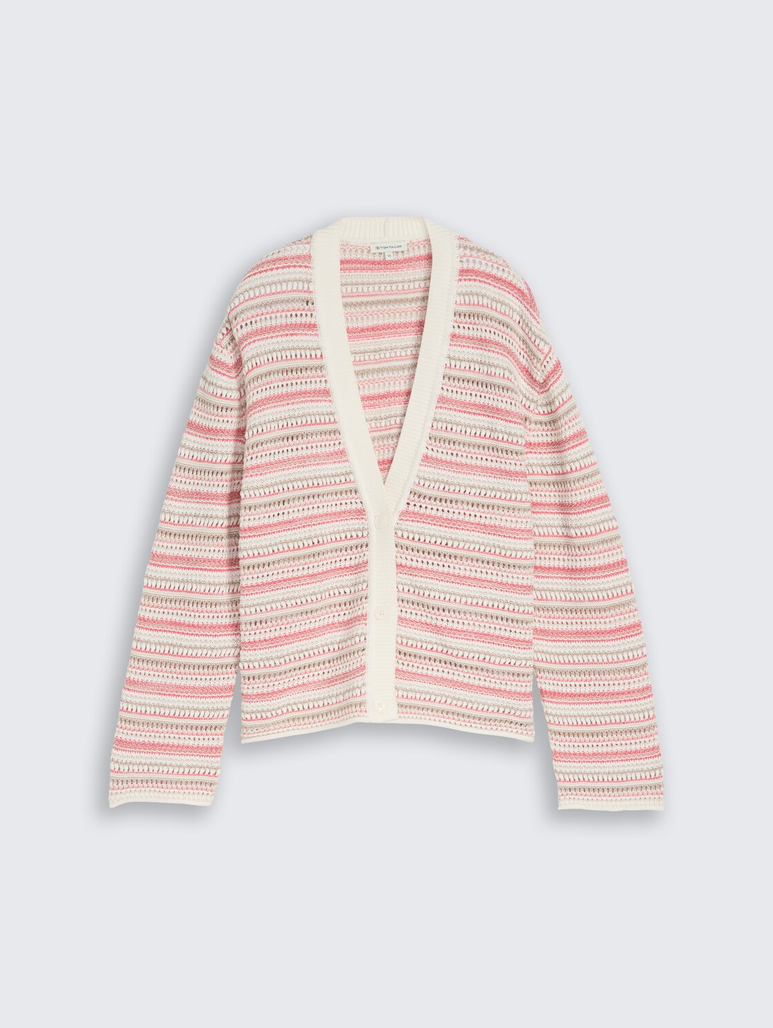 Loose Fit Cardigan mit Streifenmuster - pink beige stripe