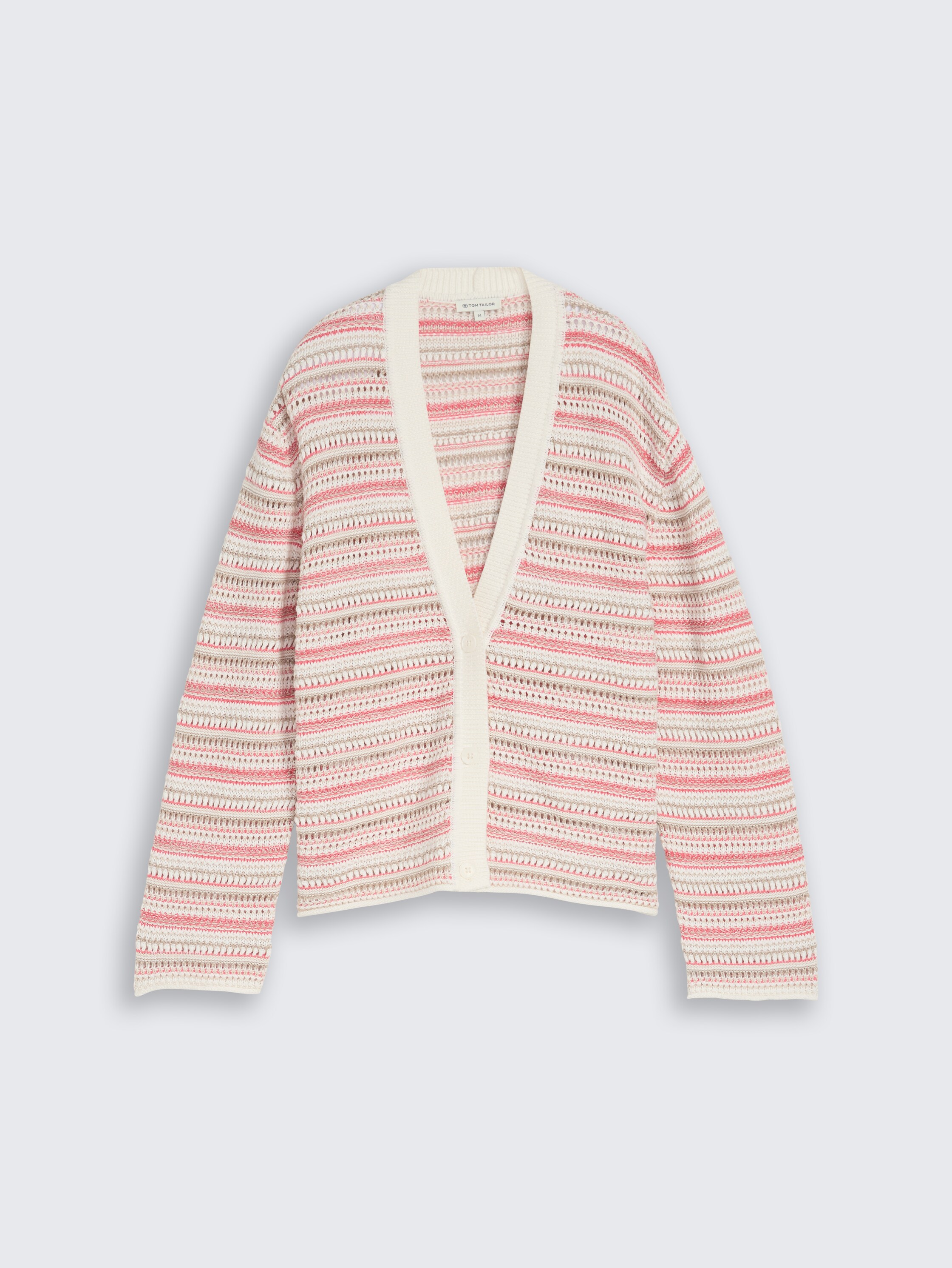 Cardigan ample à rayures - pink beige stripe