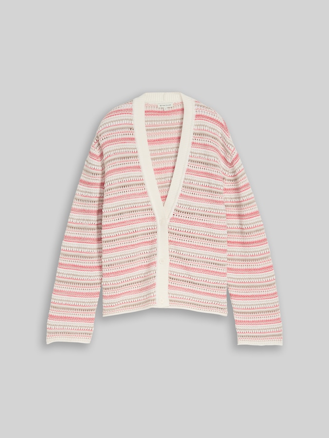 Cardigan ample à rayures par Women, pink beige stripe
