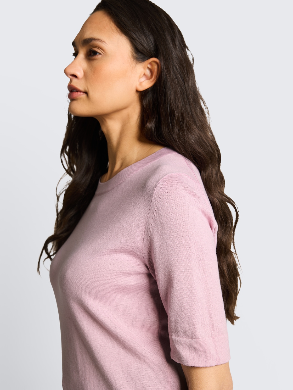 Strickpullover aus Baumwolle - light elderberry - Detail-Model-Ansicht