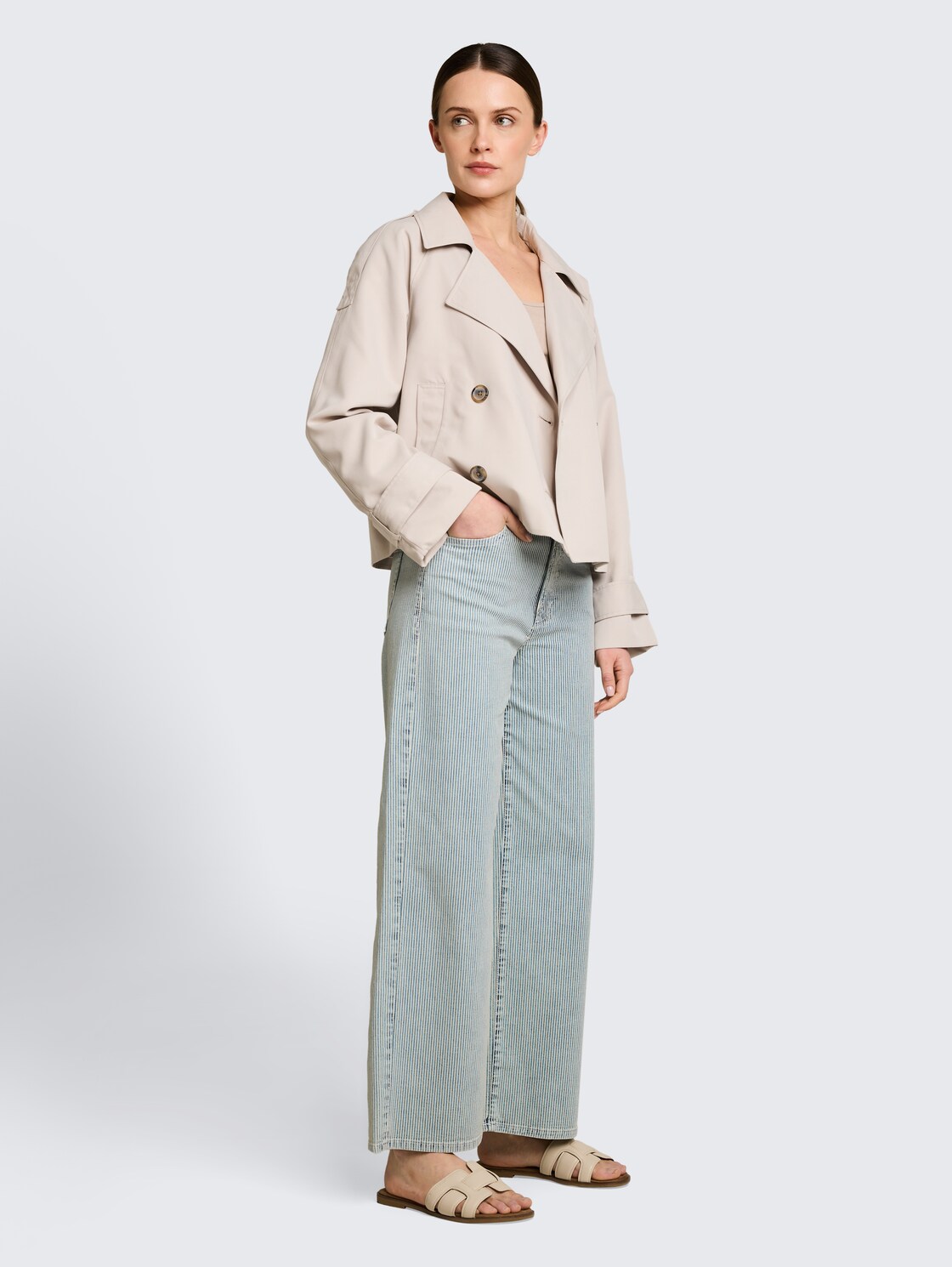 TTNELMA CULOTTE Jeans mit Streifenmuster - denim offwhite stripe - Model-Vorderansicht