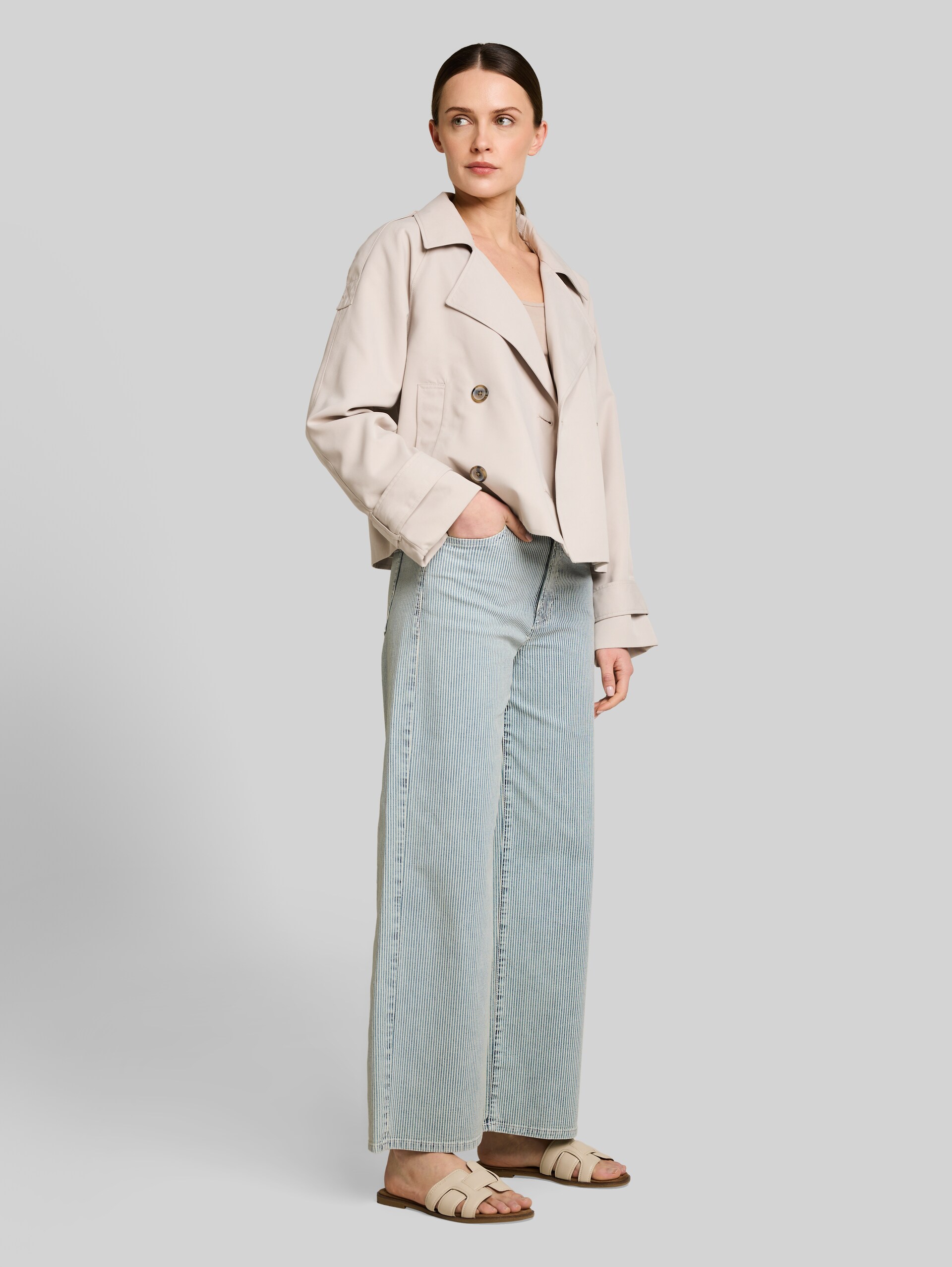 TTNELMA CULOTTE jeans with striped pattern - denim offwhite stripe - Model front view