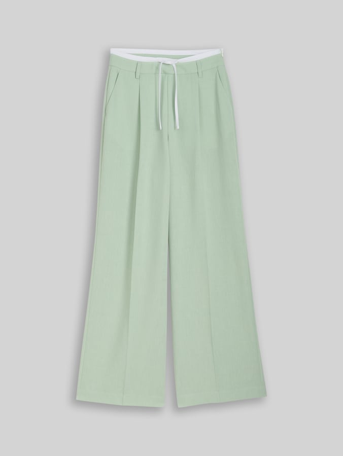 Wide Leg Hose im 2-in-1-Look von Denim Female, light matcha green