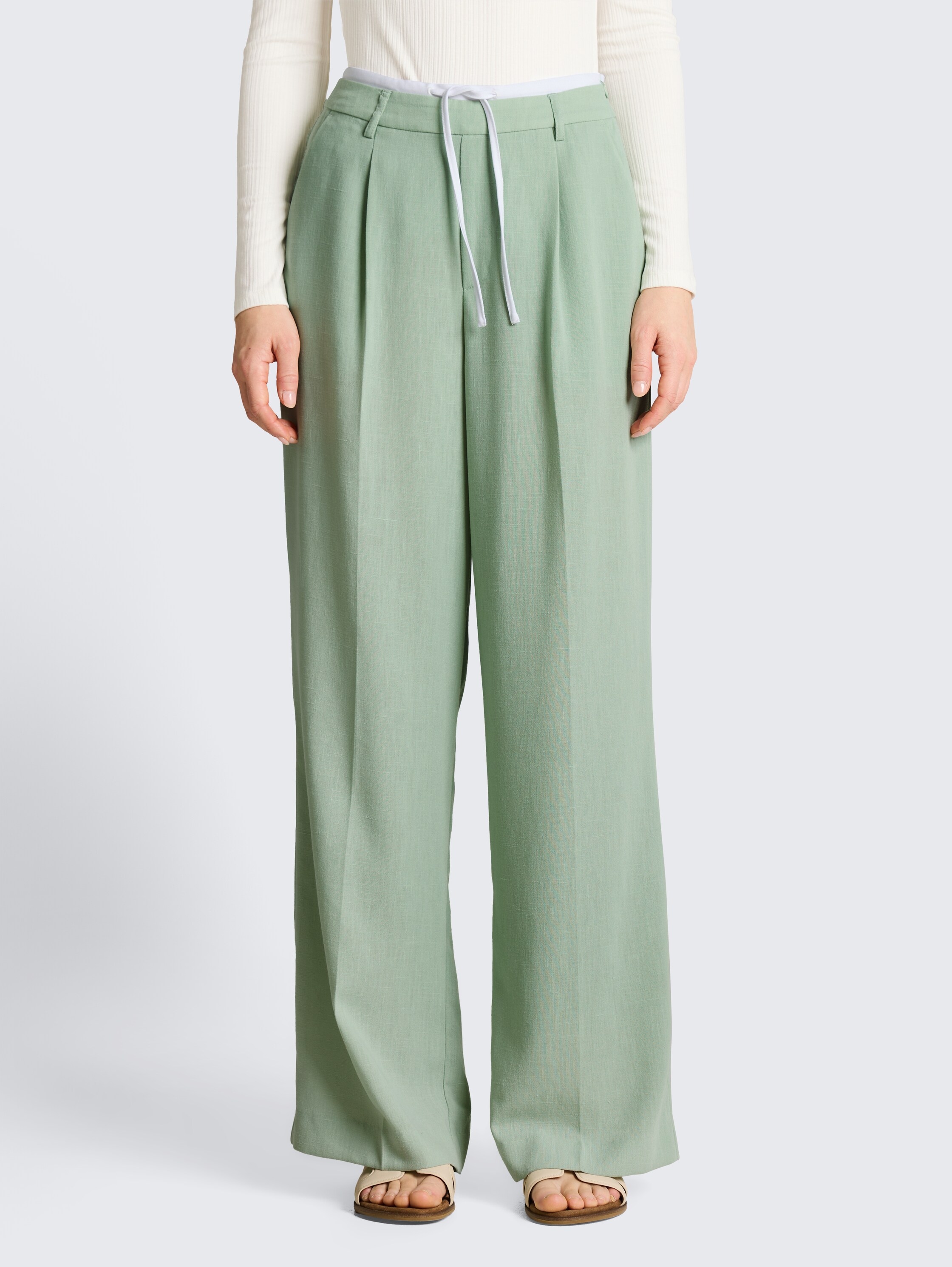 Wide Leg-broek in 2-in-1-look - light_matcha_green - 