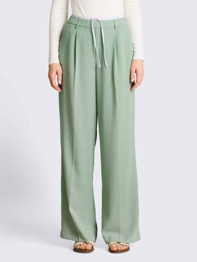 Wide Leg broek in 2-in-1-look door Denim Female, light matcha green