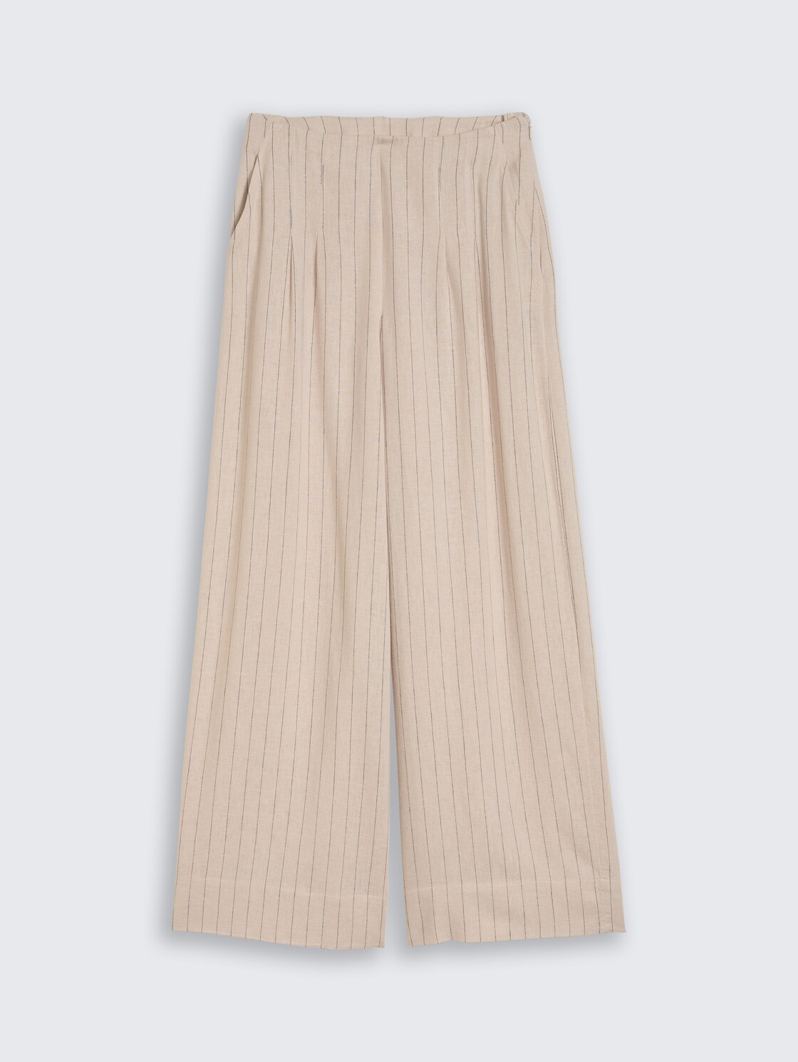 Wide Leg Hose mit Leinenanteil - beige black vertical stripe - Vorder-Produkt-Ansicht