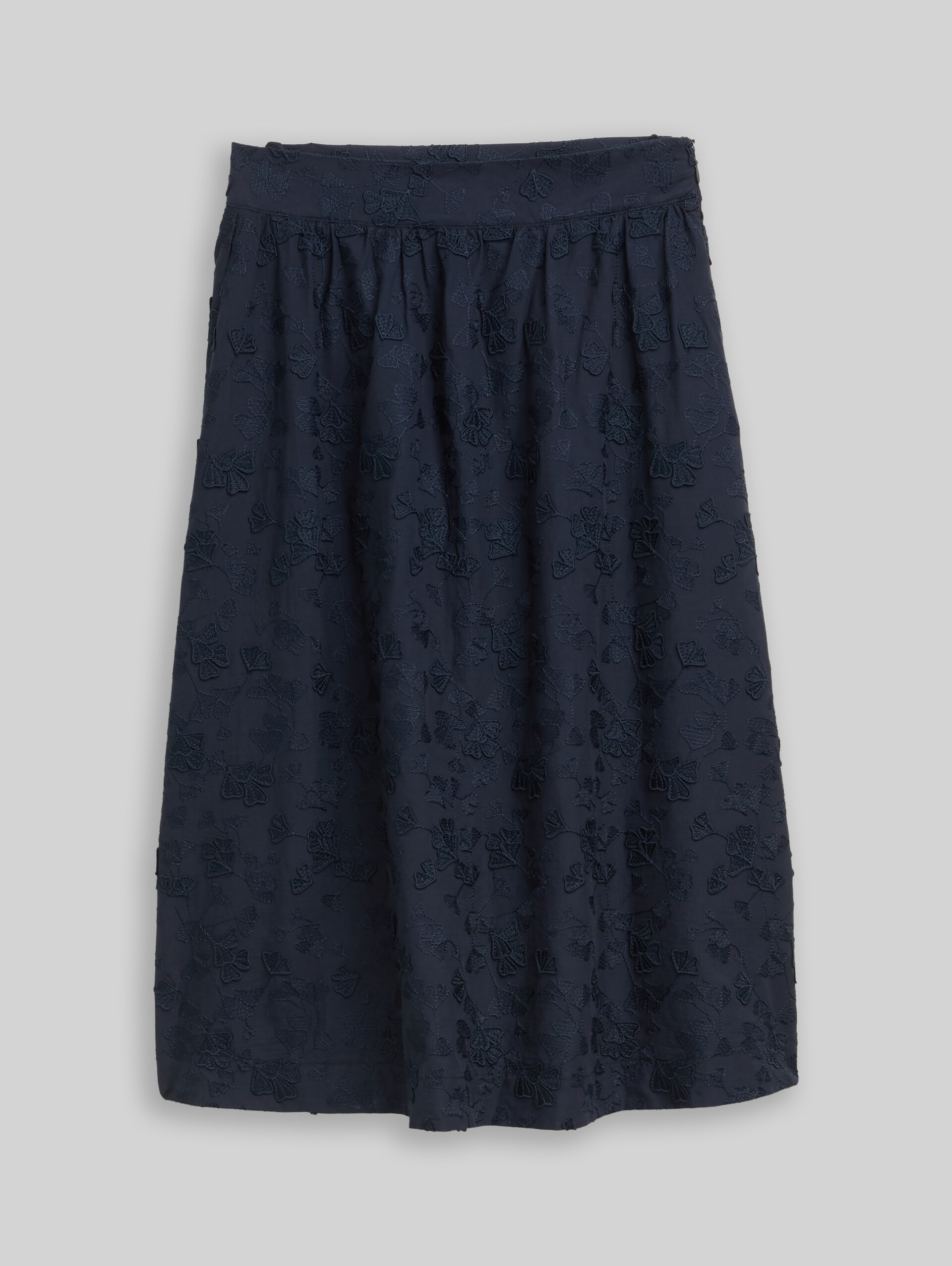 High-waisted midi skirt with embroidery - sky captain blue - Front product view