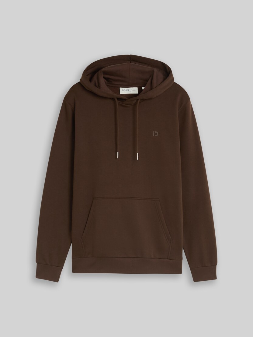 Basic Hoodie Sweatshirt von Denim Male, cool dark brown