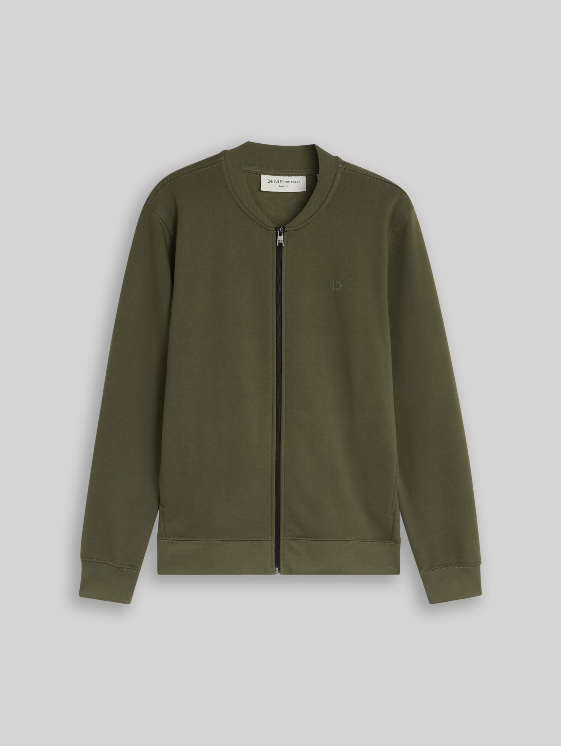Sweatjacke mit Bomberkragen - urban olive green - Vorder-Produkt-Ansicht