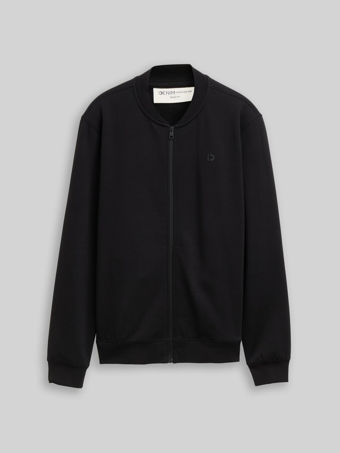 Sweatjacke mit Bomberkragen von Denim Male, Black