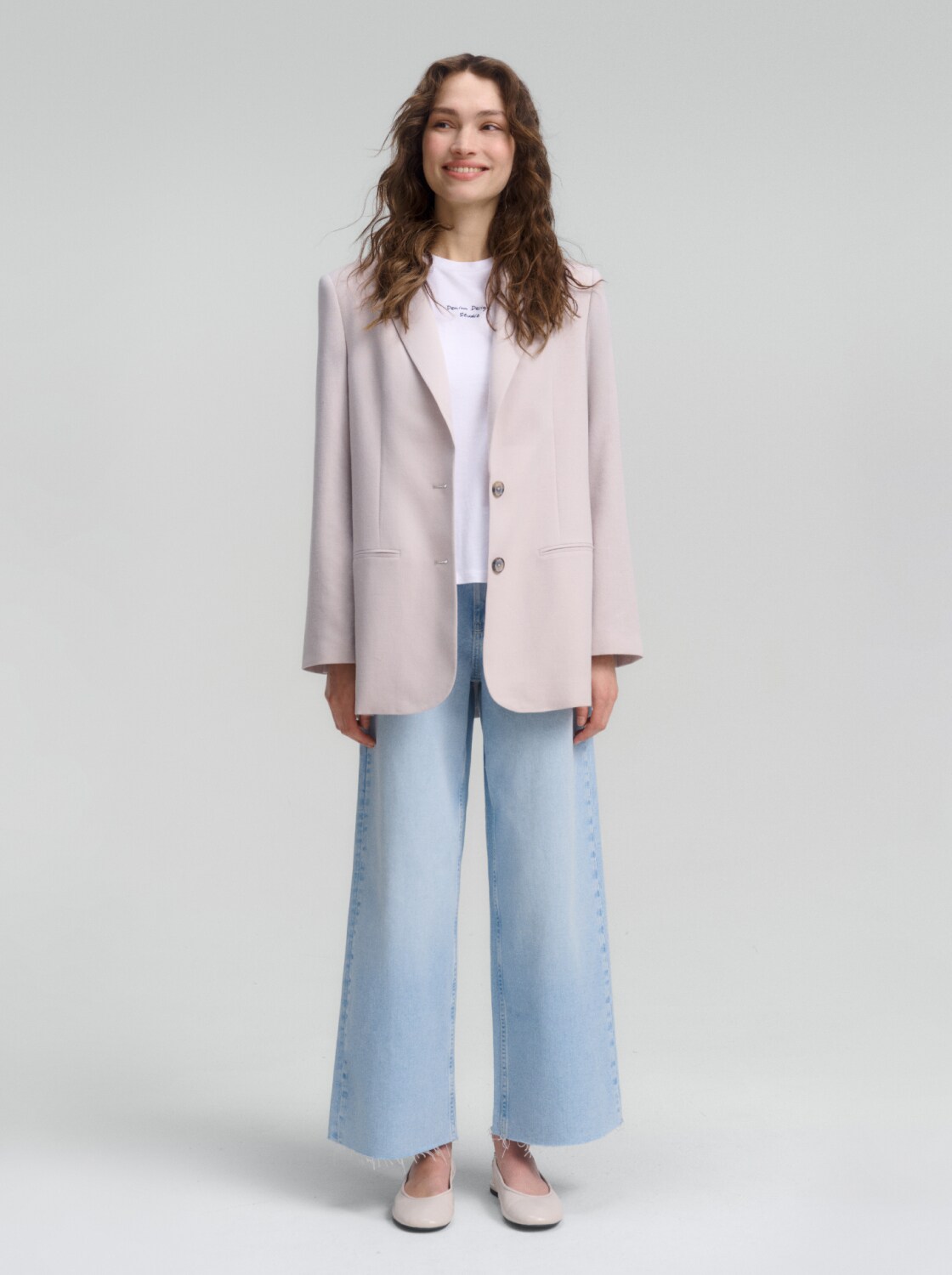 TTMIJA CULOTTE Jeans - Used Light Stone Blue Denim