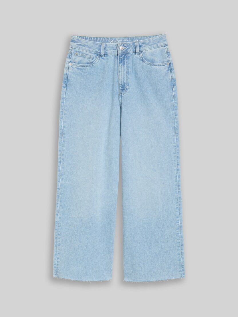 Jeans Culotte en coton recyclé par Denim Female, Used Light Stone Blue Denim